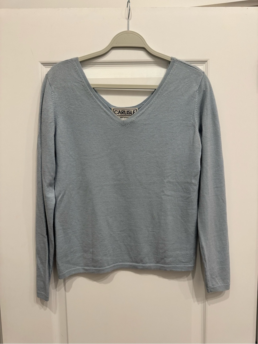 Carlisle Light Blue V-Neck Cashmere Long Sleeve Top